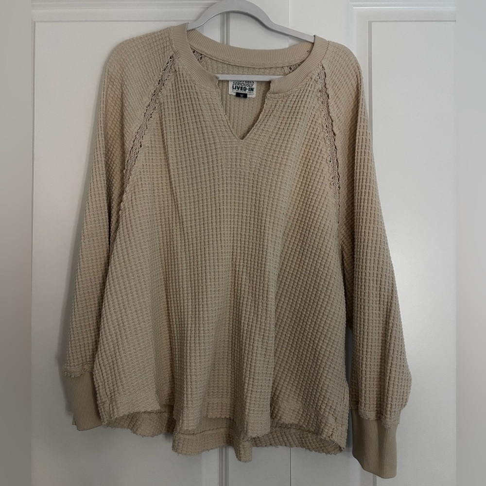 American Eagle Outfitters Beige Knit Sweater